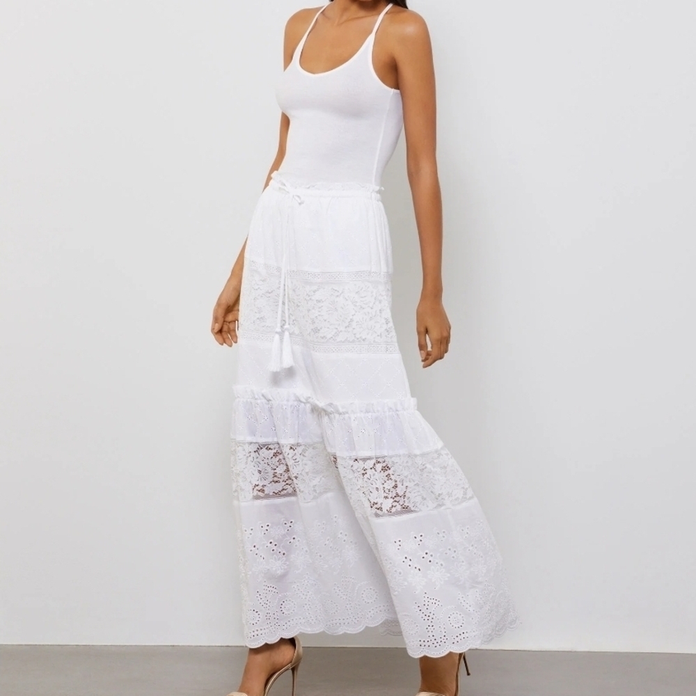 BCBGMaxAzria White Lace Maxi Skirt